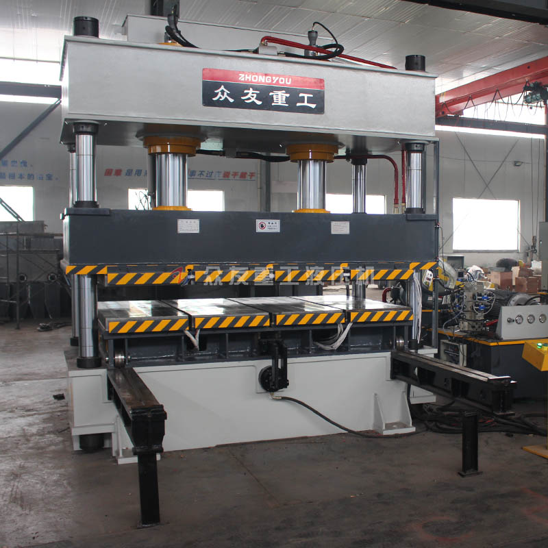 315噸雙缸四柱移動工作臺帶加熱板液壓機